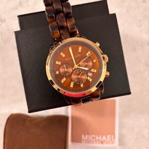 Michael Kors Brown and Gold Chronograph Watch